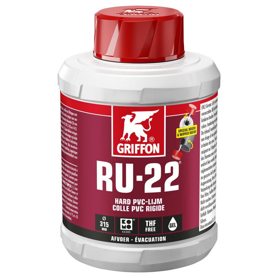 Hard PVC-lijm RU-22 (spleetvullend) KOMO pot a 500ml. Griffon
