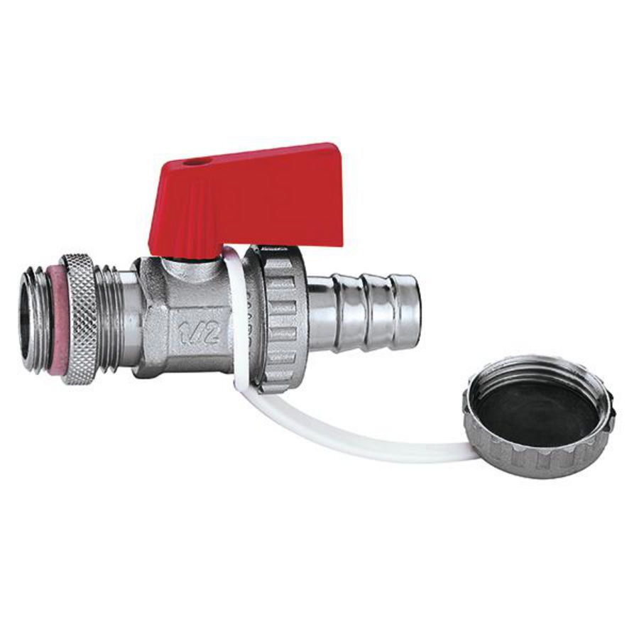 Vul/aftapkraan chroom 1/2"bt. + tule + kap Caleffi