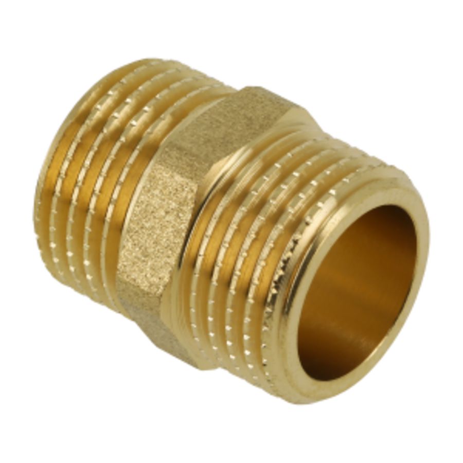 Dubbele nippel messing 1.1/4" bt. Bonfix
