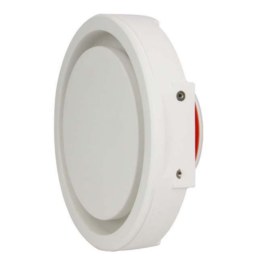 Instucbaar frameloos toe- of afvoer-ventilatieventiel ERGOVENT wit rond aansl. Ø125mm Econox