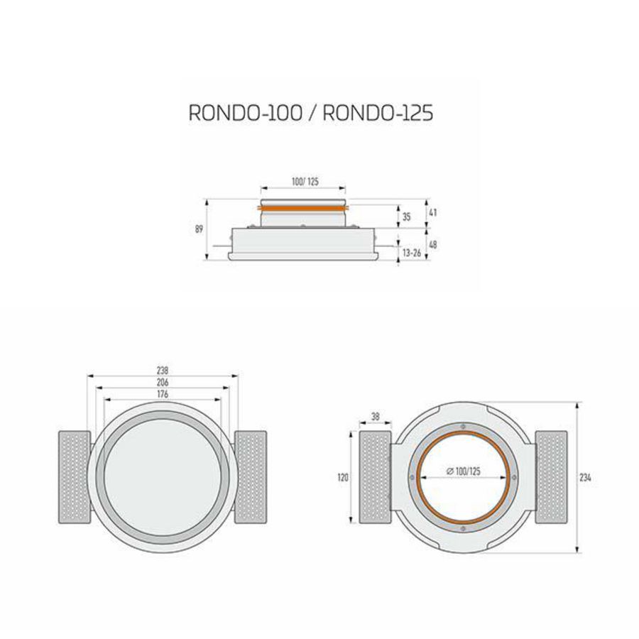 Instucbaar frameloos toe- of afvoer-ventilatieventiel ERGOVENT wit rond aansl. Ø125mm Econox