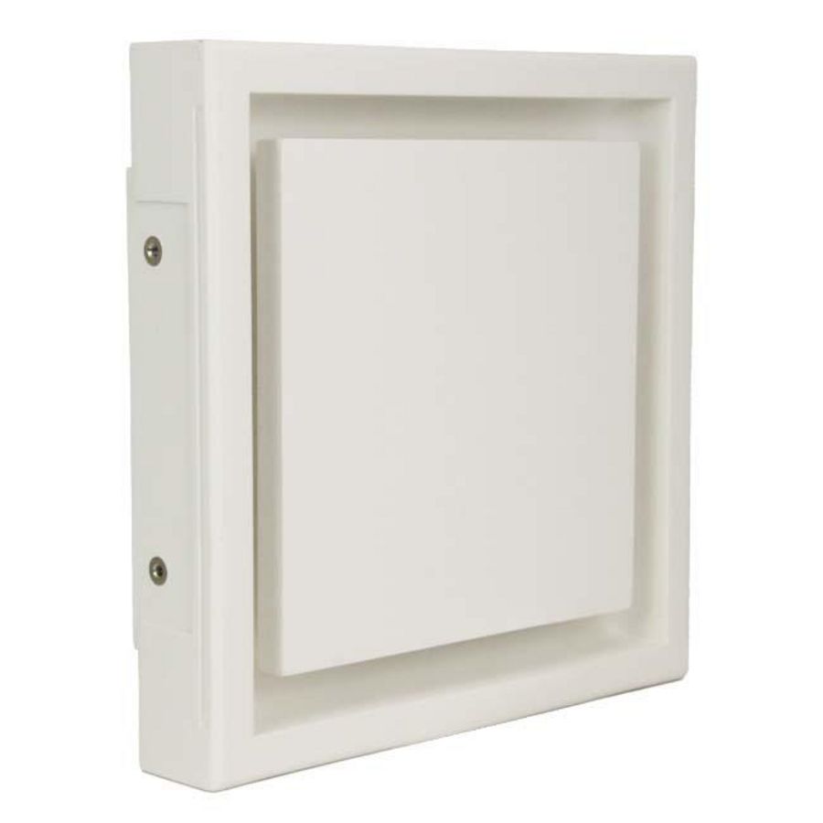 Instucbaar frameloos toe- of afvoer-ventilatieventiel ERGOVENT wit vierkant aansl. Ø125mm Econox