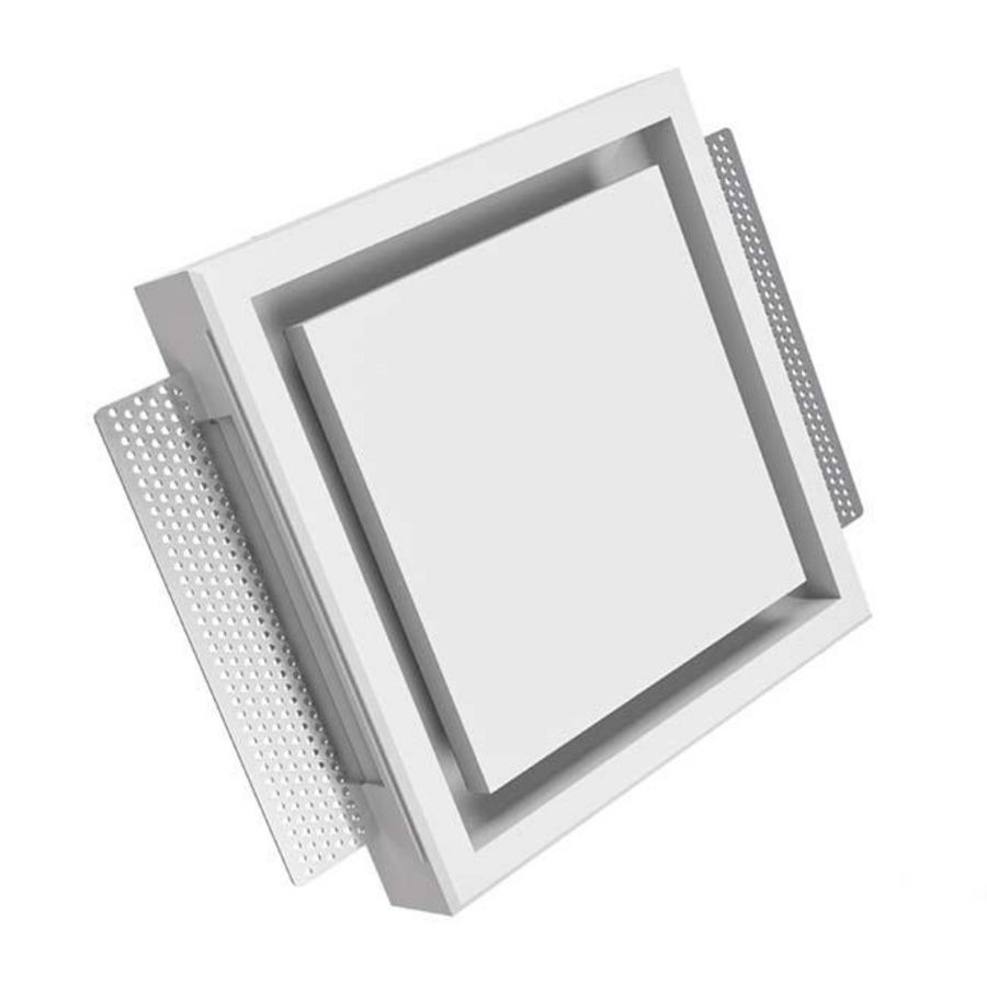 Instucbaar frameloos toe- of afvoer-ventilatieventiel ERGOVENT wit vierkant aansl. Ø125mm Econox