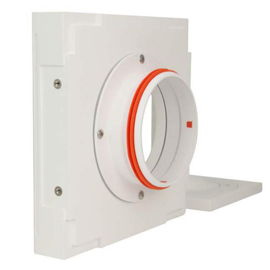 Instucbaar frameloos toe- of afvoer-ventilatieventiel ERGOVENT wit vierkant aansl. Ø125mm Econox
