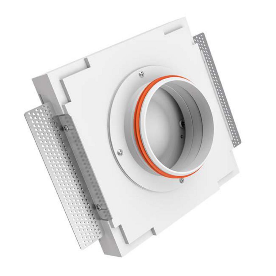 Instucbaar frameloos toe- of afvoer-ventilatieventiel ERGOVENT wit vierkant aansl. Ø125mm Econox