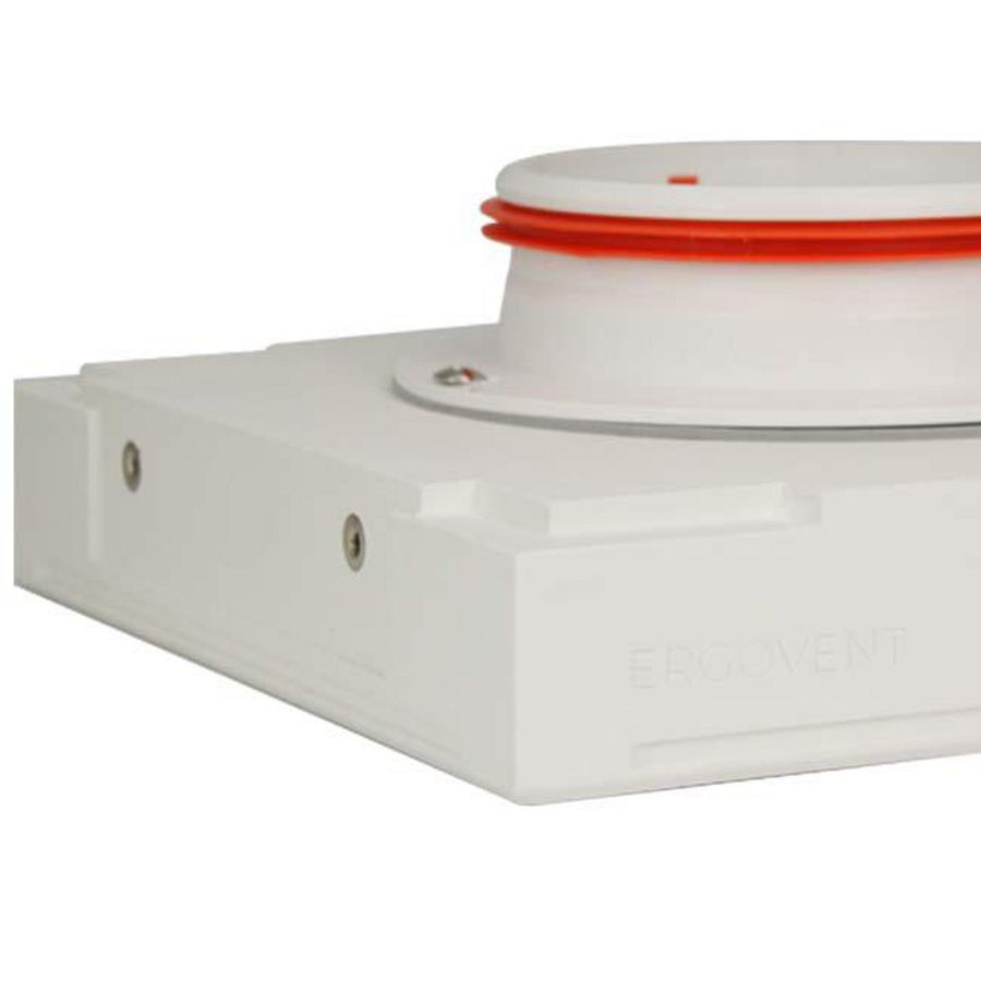 Instucbaar frameloos toe- of afvoer-ventilatieventiel ERGOVENT wit vierkant aansl. Ø125mm Econox