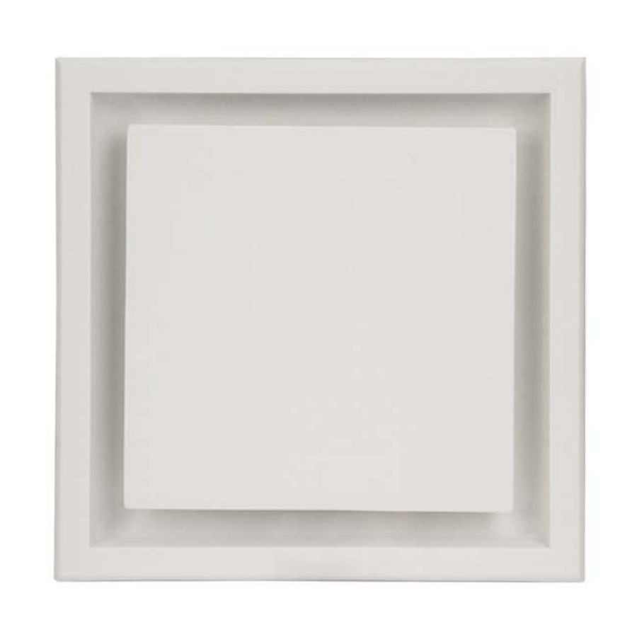 Instucbaar frameloos toe- of afvoer-ventilatieventiel ERGOVENT wit vierkant aansl. Ø125mm Econox