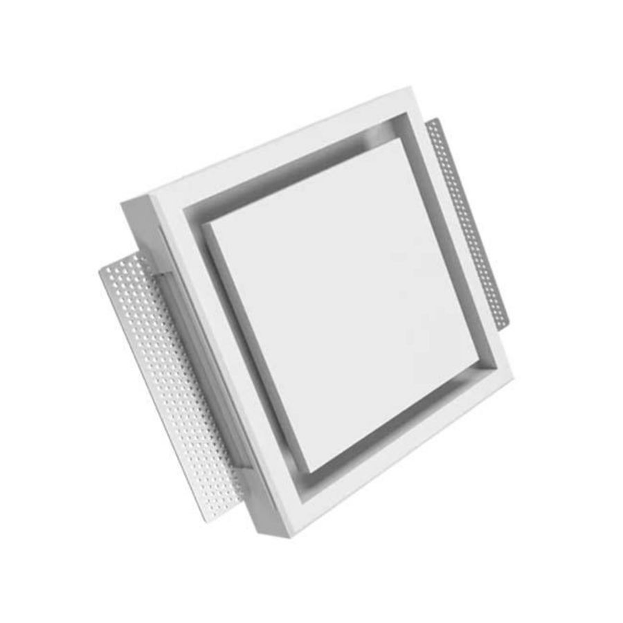 Instucbaar frameloos toe- of afvoer-ventilatieventiel ERGOVENT wit vierkant aansl. Ø125mm Econox