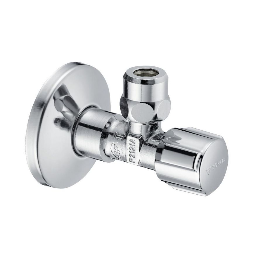 Hoekstopkraan chroom 3/8x3/8-10mm Kiwa zelfdicht. m.schuifrozet Schell