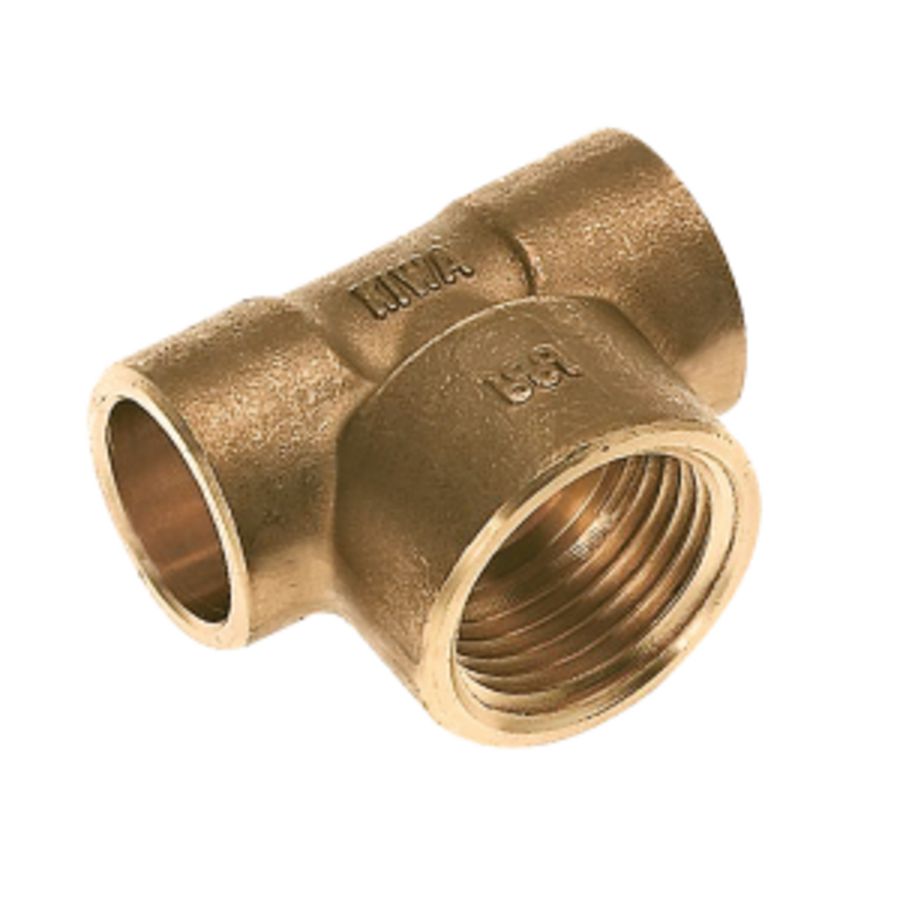 T-koppeling verlopend messing soldeer 22x1/2" bn.x22mm KIWA Bonfix