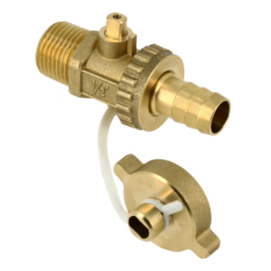 Vul/aftapkraan kogel 1/2"bt. zonder knop met uitsparing in kap Bonfix