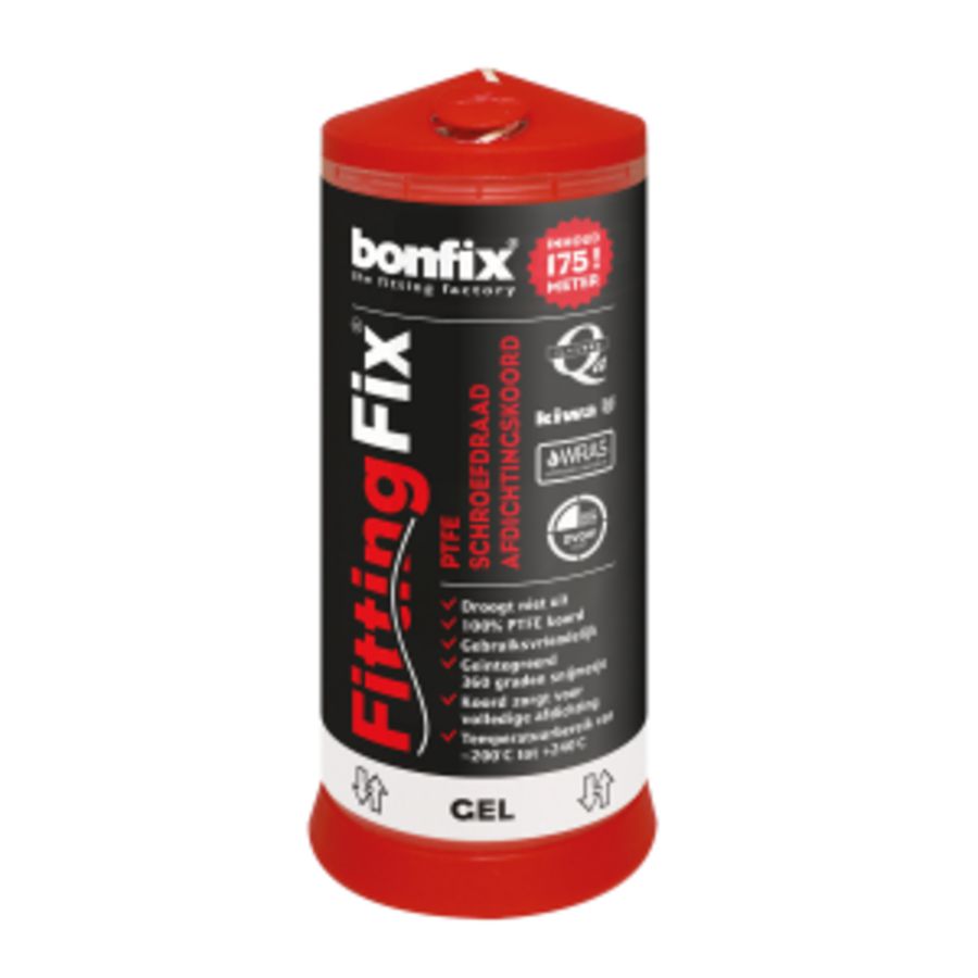 Schroefdraad-afdichtingskoord FITTINGFIX 100% PTFE koker a 175mtr. (geschikt voor glycol) Bonfix