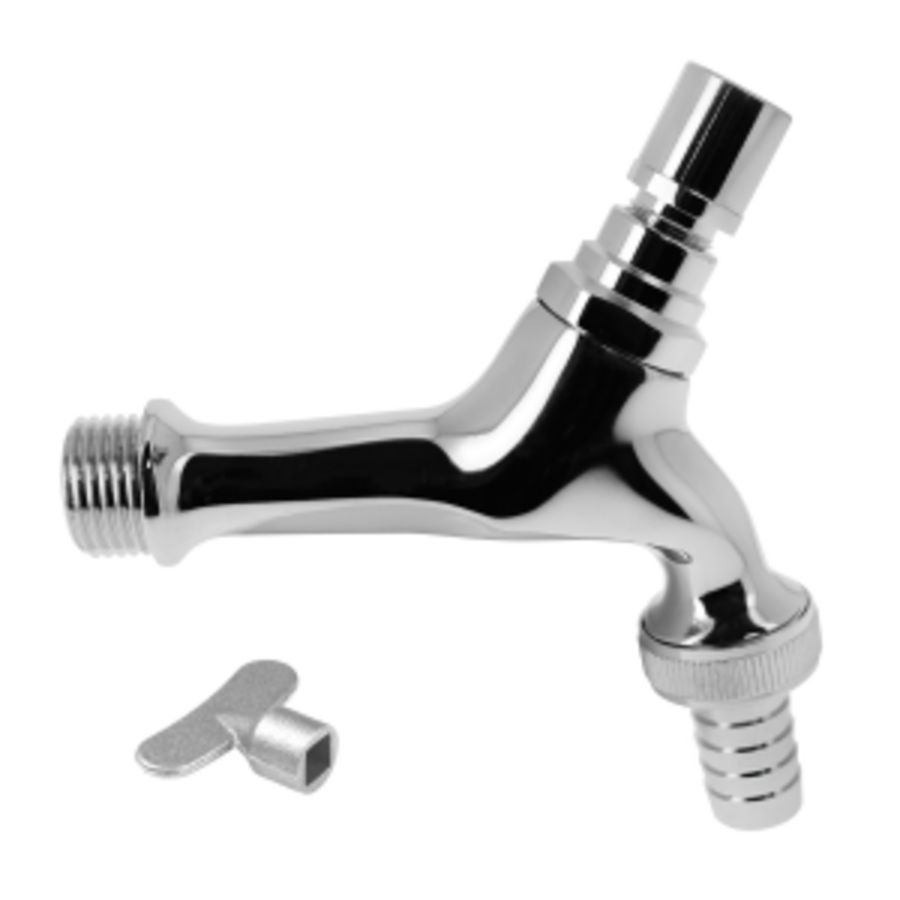 Tapkraan 1/2" beluchter verchroomd + sleutel + slangwartel Bonfix