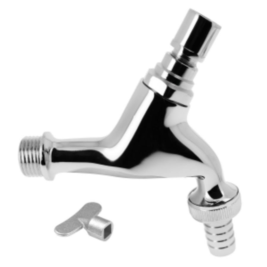 Tapkraan 1/2" x 3/4" sleutelbediening chroom met beluchter Bonfix