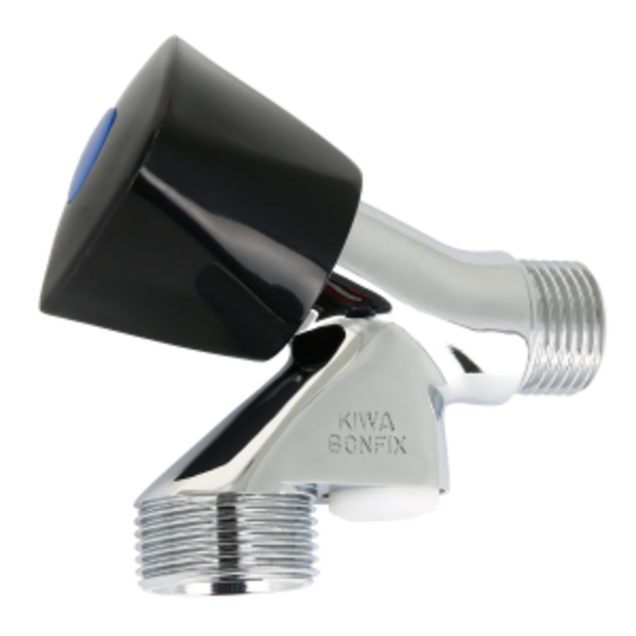 Wasmachinekraan 1/2"bt.  zwarte knop belucht met keerklep Bonfix