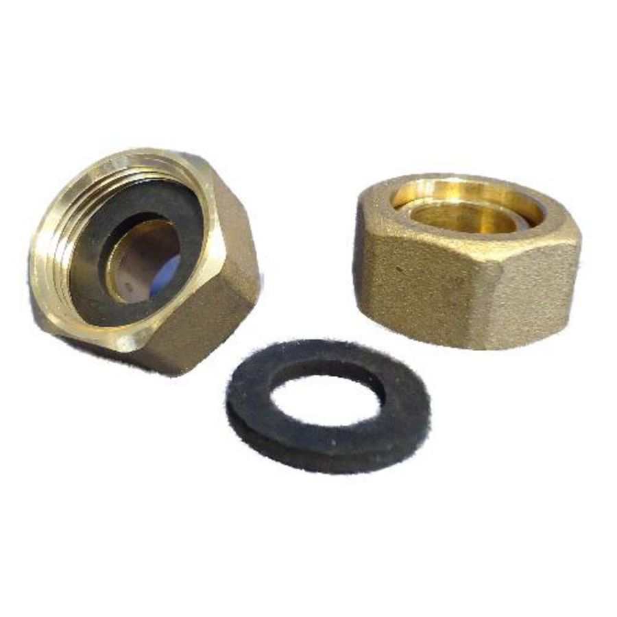 Set a 2st. 2-Delige koppeling Qn1.5 3/4"bn. vlakd.x15mm cap. gAvilar