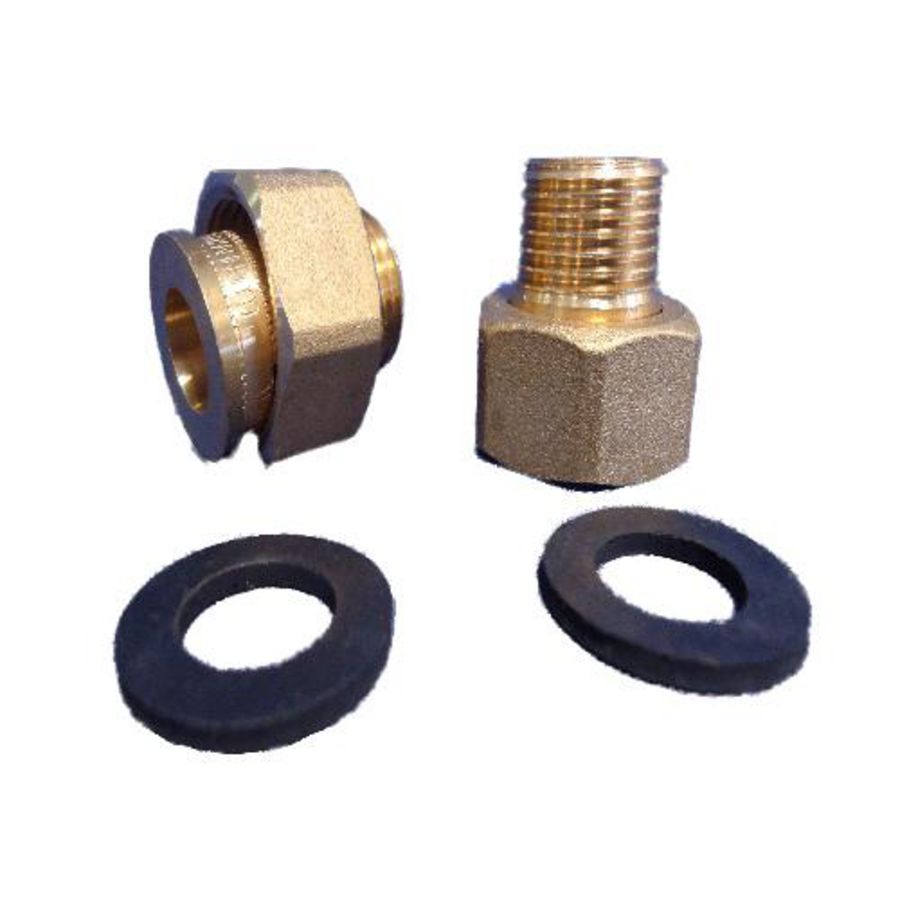 Set a 2st. 2-Delige koppeling Qn1,5 3/4"bn. vlakd.x1/2"bt. gAvilar