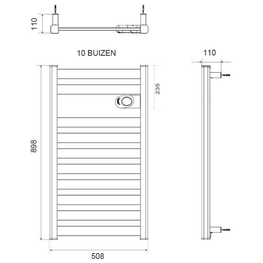 Elektr. badkamerradiator ZION vloeistofvrij 898x508mm 750W antraciet RAL7016 DRL