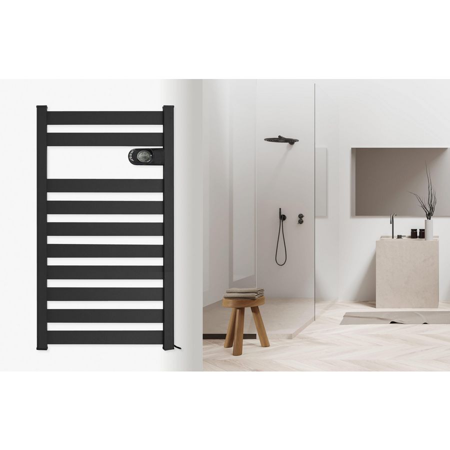 Elektr. badkamerradiator ZION vloeistofvrij 898x508mm 750W antraciet RAL7016 DRL