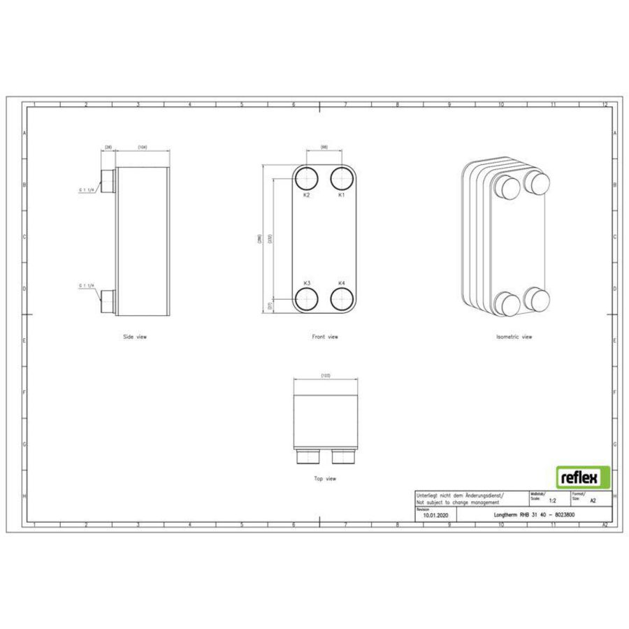 Platenwisselaar Longtherm RHB-31-40 gesoldeerd Reflex
