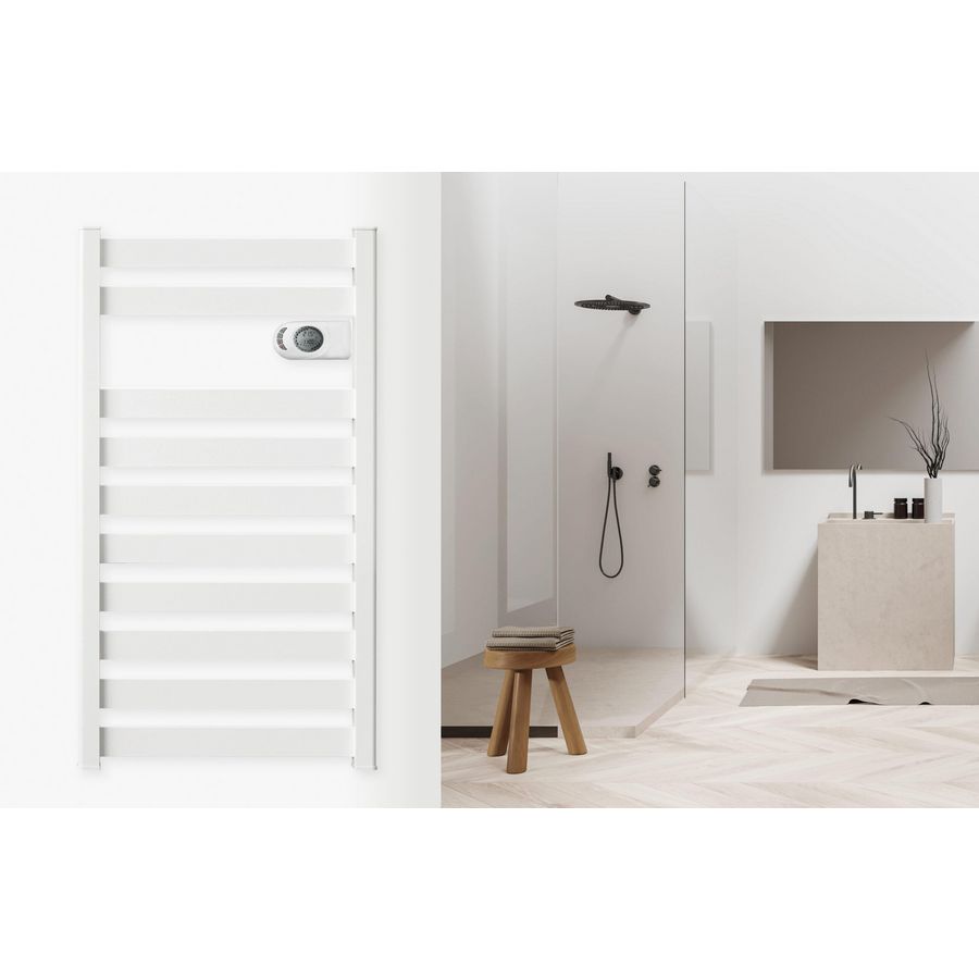 Elektr. badkamerradiator ZION vloeistofvrij 658x508mm 500W wit RAL9010 DRL