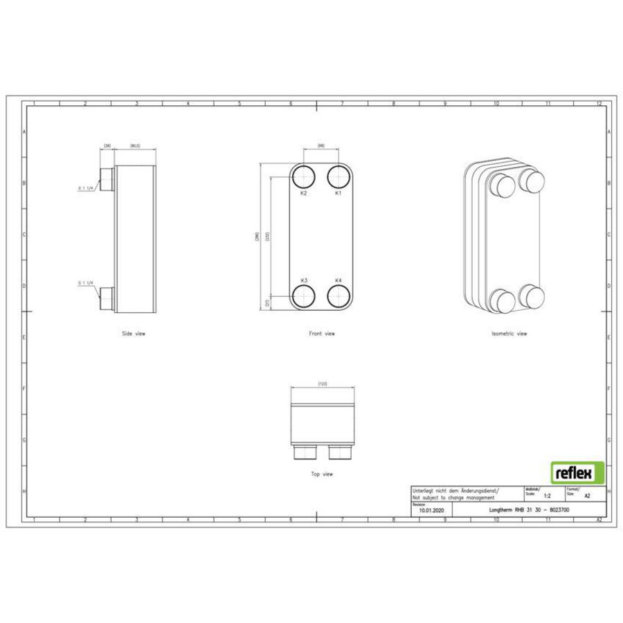 Platenwisselaar Longtherm RHB-31-30 gesoldeerd Reflex