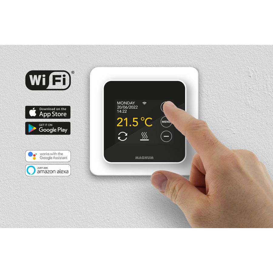 Thermostaat REMOTE CONTROL Wifi + vloersensor wit RAL9010 MAGNUM