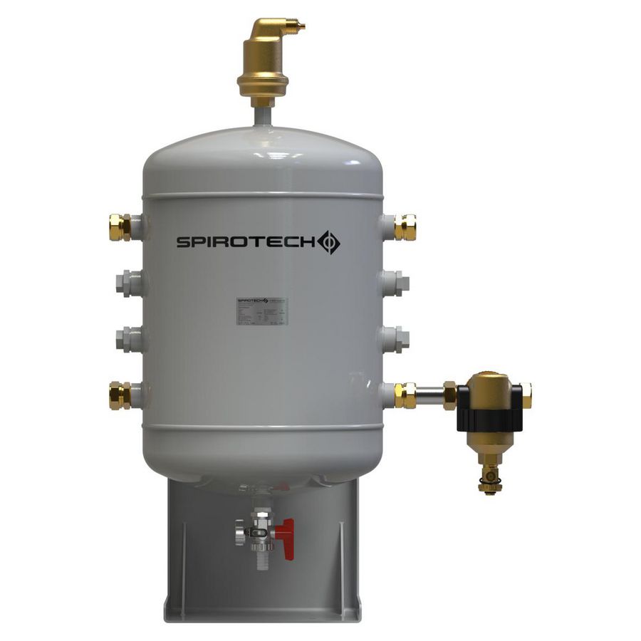 Buffervat SPIROSTORE rvs 50ltr. incl. snelontluchter en vuilafscheider met magneet Spirotech