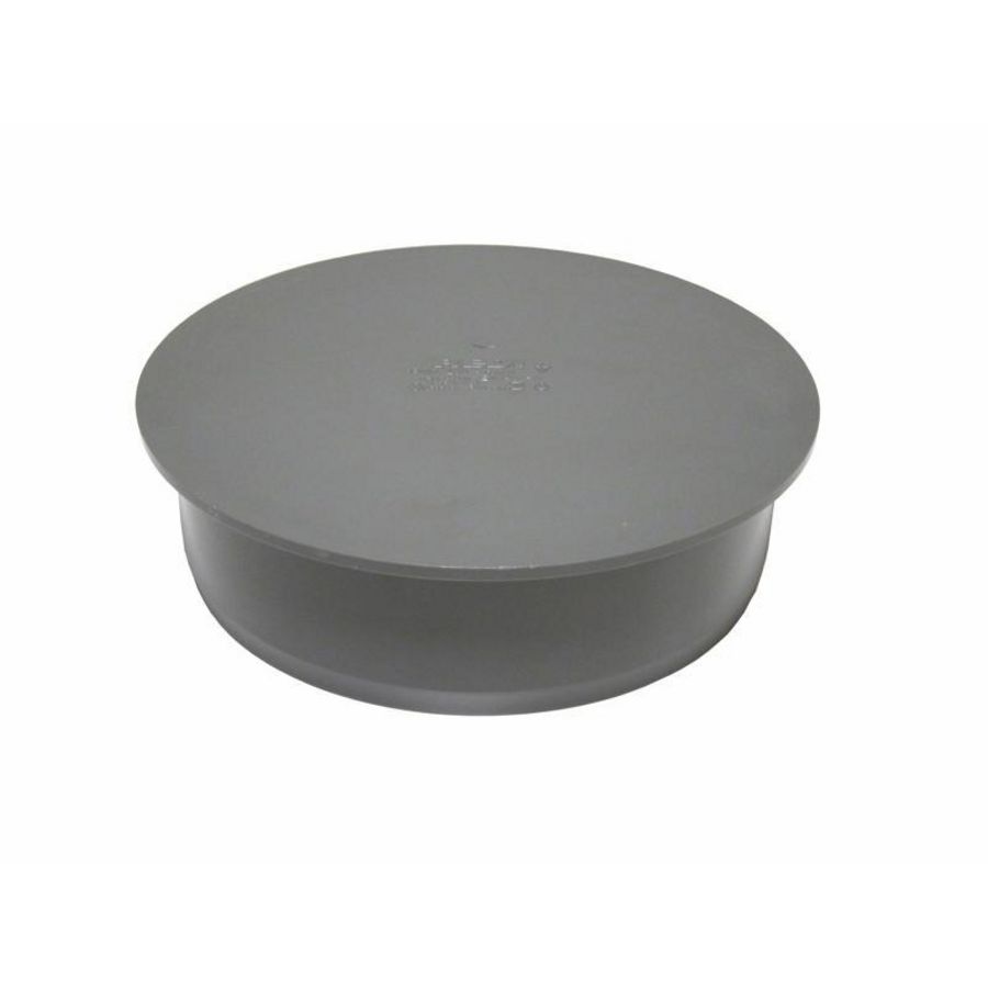PVC kap voor spie-eind 80mm grijs Wavin