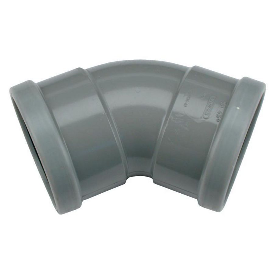 Wafix PVC manchet bocht 45° 160mm SN4 grijs mof/mof Wavin