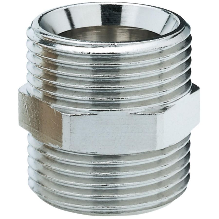 Dubbele nippel 3/4"bt. x 3/4"bt. 2x Euroconus messing vernikkeld HUMMEL