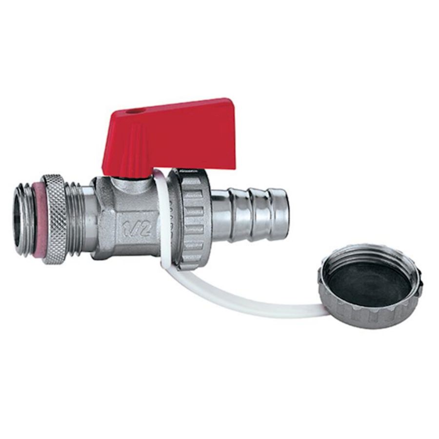 Vul/aftapkraan chroom 1/2"bt. + tule + kap Caleffi