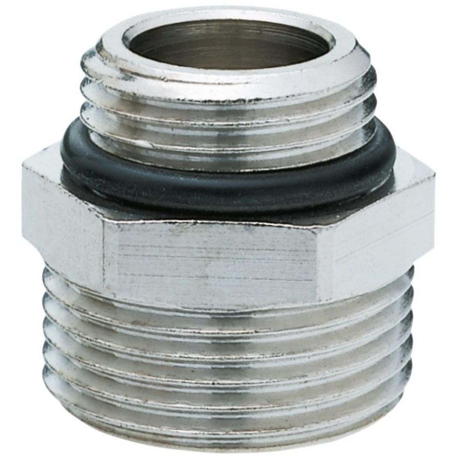 Aansluitnippel 1/2"bu. (+ o-ring) x  3/4" Euroconus messing vernikkeld HUMMEL