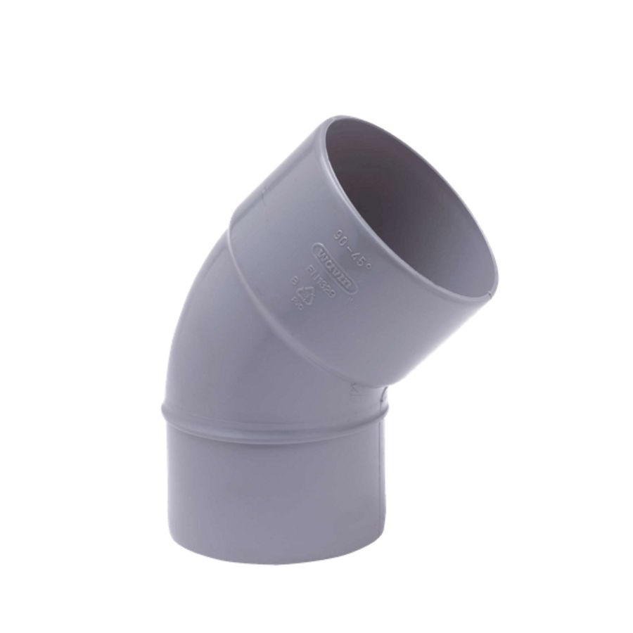 Wadal PVC lijm bocht 45° 75mm grijs mof/spie Wavin