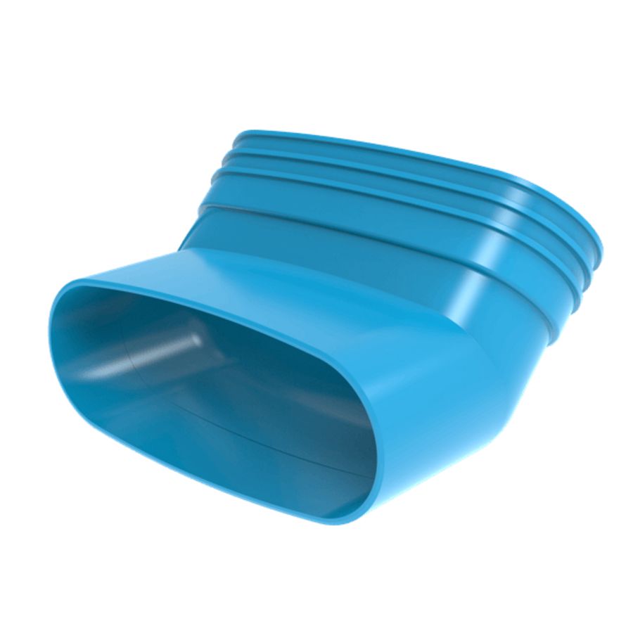 Staande bocht lijm 45° PVC luchtverdeelsysteem VENTIZA blauw (195x80mm) mof/spie Wavin