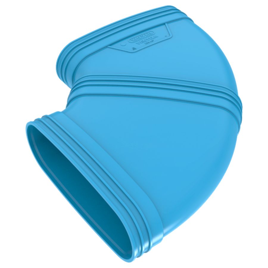 Bocht lijm 90° PVC luchtverdeelsysteem VENTIZA blauw (235x80mm) mof/mof Wavin