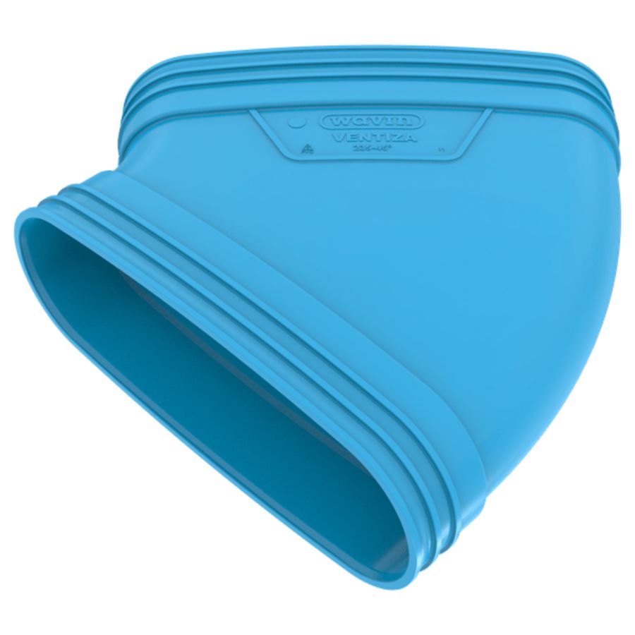 Bocht lijm 45° PVC luchtverdeelsysteem VENTIZA blauw (235x80mm) mof/mof Wavin