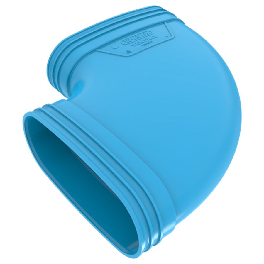 Bocht lijm 90° PVC luchtverdeelsysteem VENTIZA blauw (195x80mm) mof/mof Wavin
