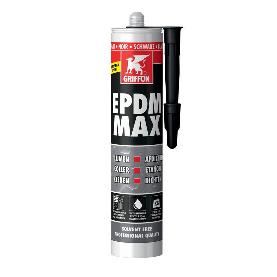 Lijm- en afdichtkit EPDM MAX  zwart koker a 465g Griffon