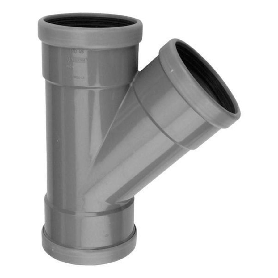 Wafix PVC manchet T-stuk 45° 160mm SN4 grijs 3x mof Wavin