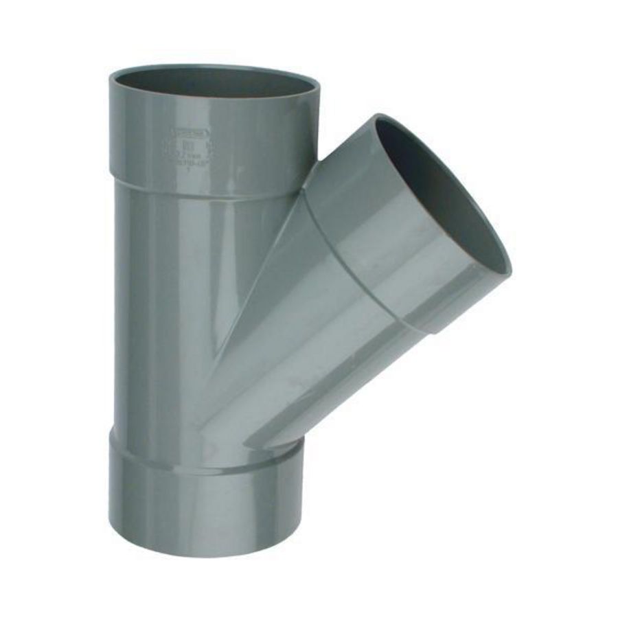 Wadal PVC lijm T-stuk 45° 75mm grijs 3x mof Wavin