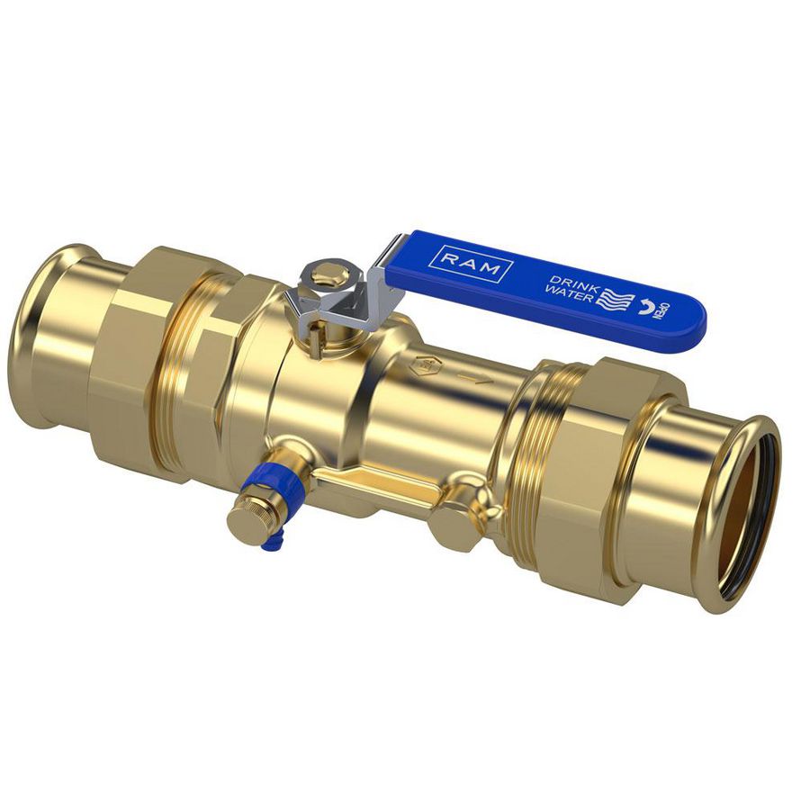 Terugstroombeveiliging TBE-EA-XS 54x54mm Mapres incl. kogelafsluiter en aftapper Raminex
