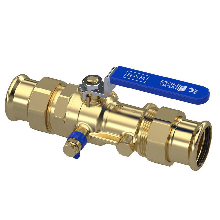 Terugstroombeveiliging TBE-EA-XS 42x42mm Mapres incl. kogelafsluiter en aftapper Raminex