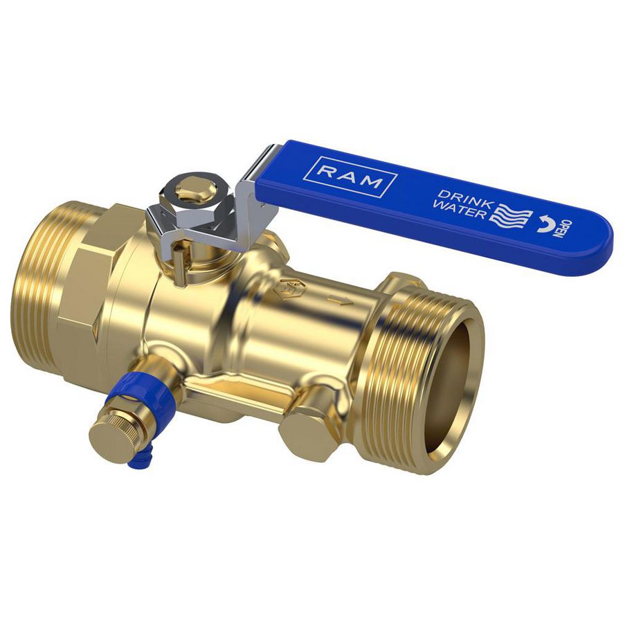 Terugstroombeveiliging controleerbaar TBE-EA-XS  1.3/4"bt. met kogelafsluiter en aftapper / Kiwa Raminex