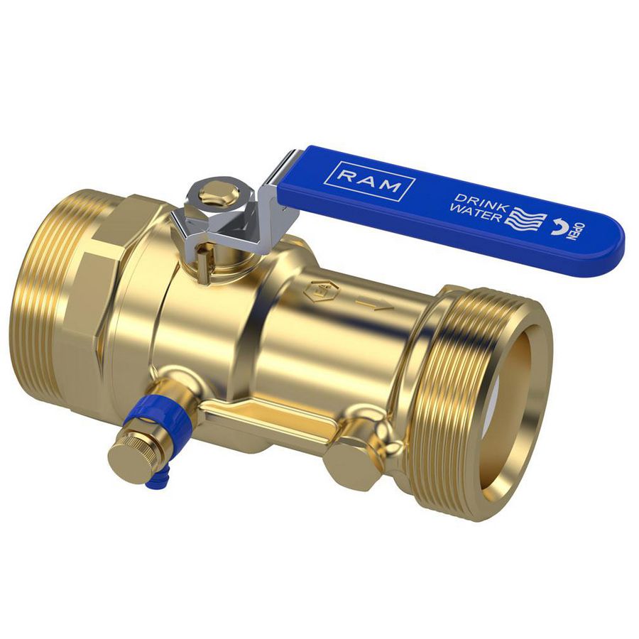 Terugstroombeveiliging controleerbaar TBE-EA-XS  2.3/8"bt. met kogelafsluiter en aftapper / Kiwa Raminex