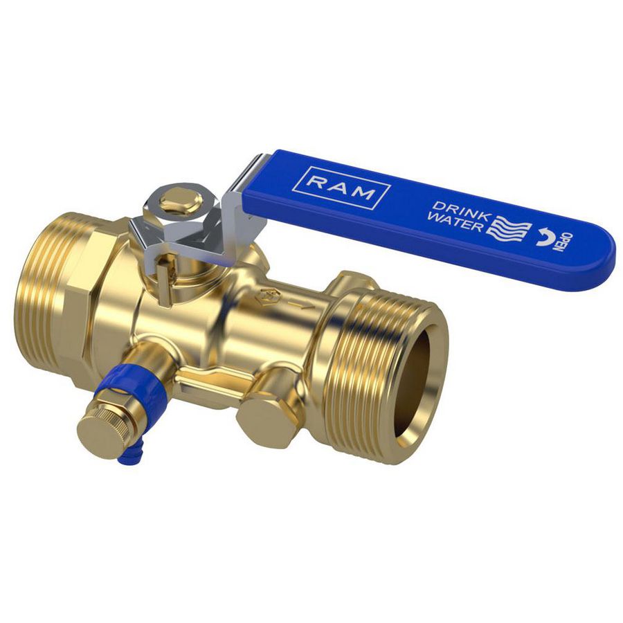 Terugstroombeveiliging controleerbaar TBE-EA-XS  1.1/2"bt. met kogelafsluiter en aftapper / Kiwa Raminex