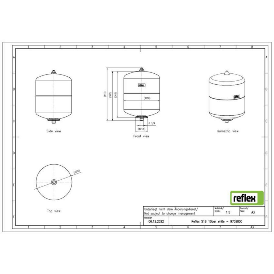 Membraanexpansievat 10/1,5bar S18 wit Reflex