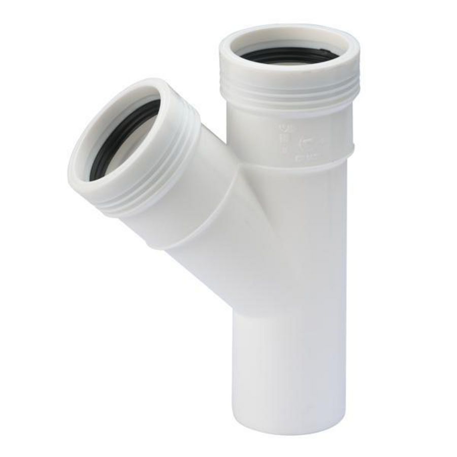 Wafix PP manchet T-stuk 45° 40mm wit 2x mof/spie Wavin