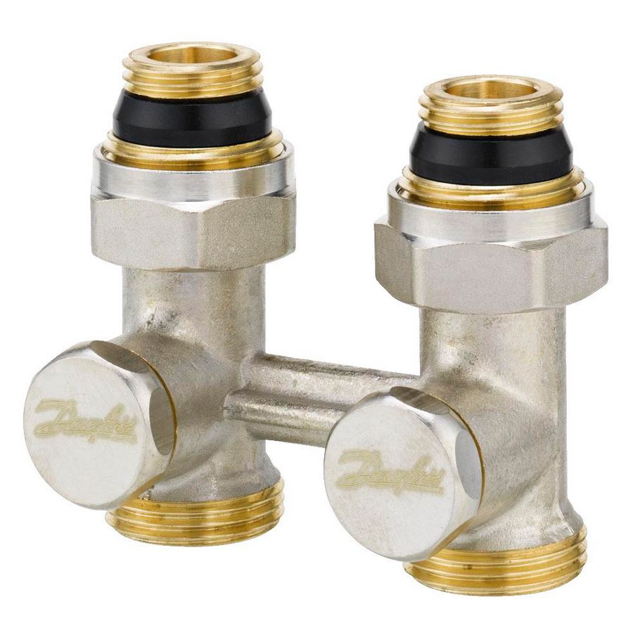 H-onderblok type RLV-KS met vul- en aftap 1/2" DN15 recht Danfoss