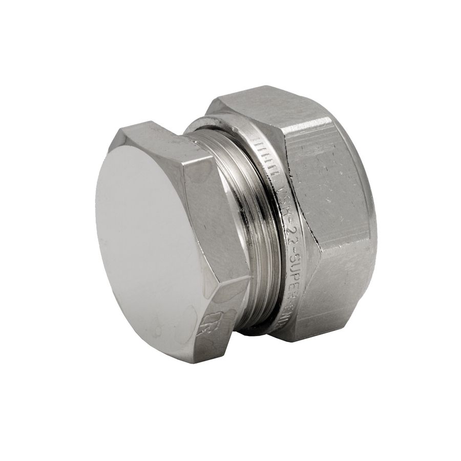 Eindkoppeling Super knel 22mm S1206 DZR (DeZinc. Resistant) vernikkeld k/g (test cth) VSH